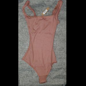 NWT SKIMS XXS Cotton Rib Bodysuit Rose Clay